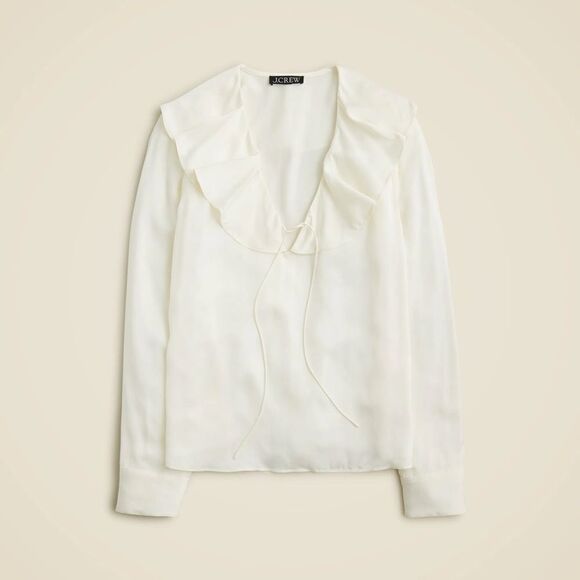 NWT J CREW Goldie top in satin in IVORY - Picture 2 of 9